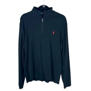 Polo Ralph Lauren men’s black cotton 1/4 zip long sleeve pullover size large